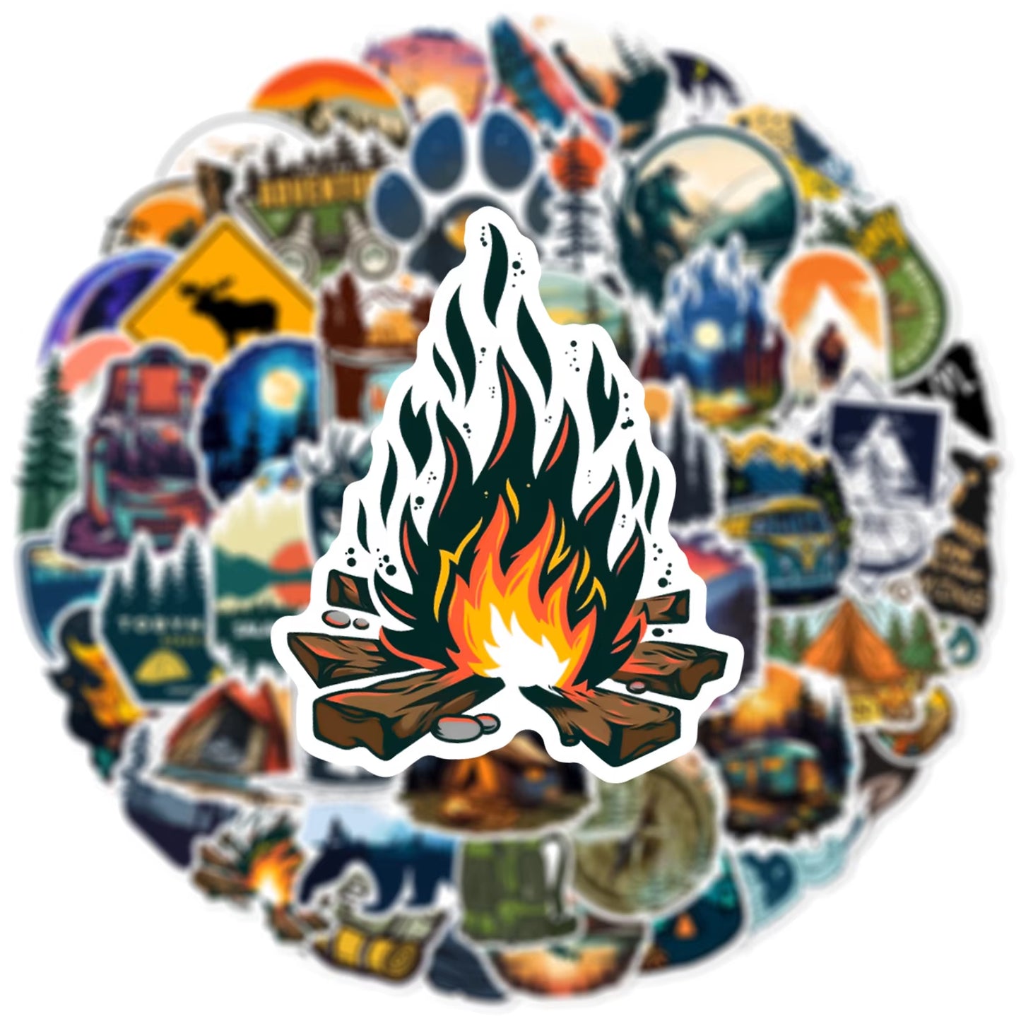 50Pcs Forest Camping Hiking Outdoor Stickers Travel Scenery Decals Suitcase Luggage Bike Car Waterproof Graffiti Sticker Toys