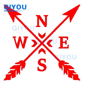 Pegatina de coche con brújula de montaña, para camping, aventura, flechas, brújula, navegación náutica, pegatinas para viajeros, piezas de coche, calcomanía de PVC