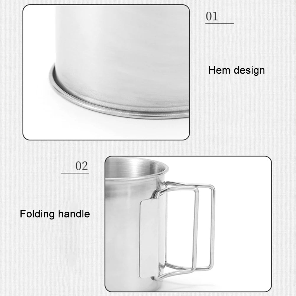 Taza de café con asa plegable, ligera, portátil, para acampar