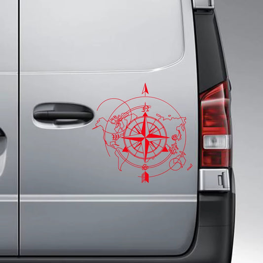 Pegatina Brújula y mapa del mundo