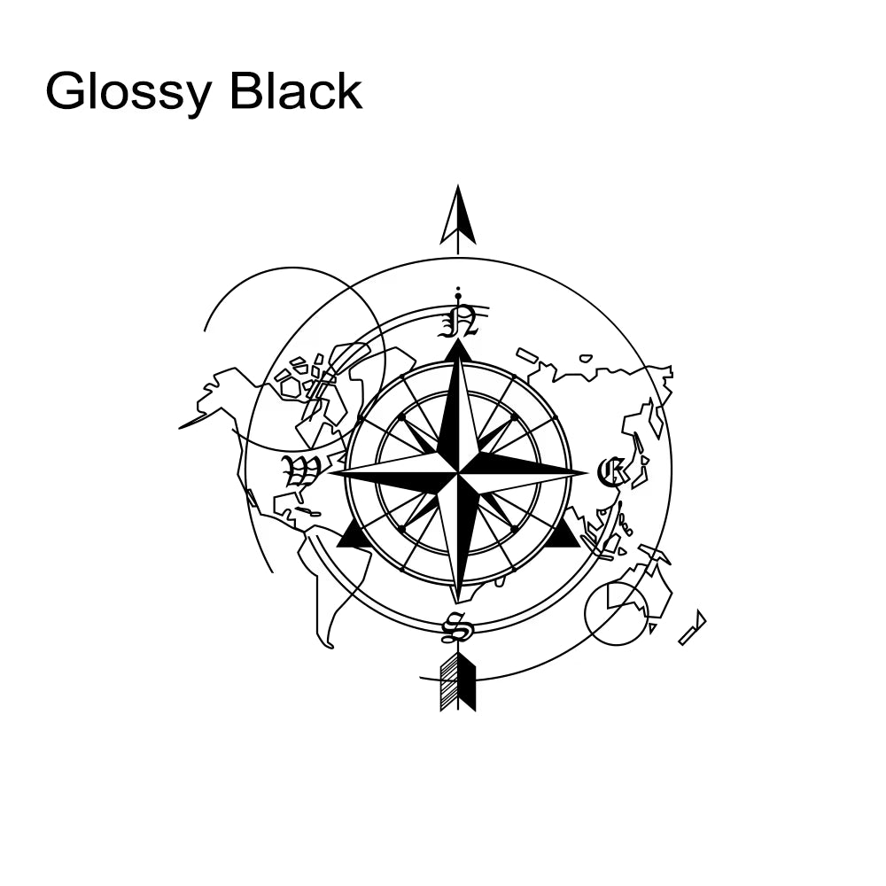 Pegatina Brújula y mapa del mundo