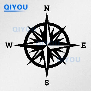 Pegatina de coche con brújula de montaña, para camping, aventura, flechas, brújula, navegación náutica, pegatinas para viajeros, piezas de coche, calcomanía de PVC