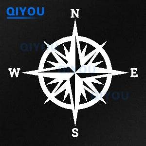 Pegatina de coche con brújula de montaña, para camping, aventura, flechas, brújula, navegación náutica, pegatinas para viajeros, piezas de coche, calcomanía de PVC