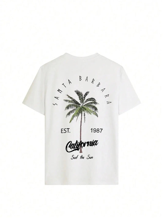 Camiseta 100% algodón para mujer con estampado de palmeras de coco Galafonia