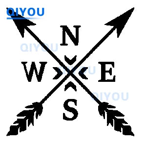 Pegatina de coche con brújula de montaña, para camping, aventura, flechas, brújula, navegación náutica, pegatinas para viajeros, piezas de coche, calcomanía de PVC