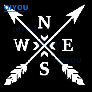 Pegatina de coche con brújula de montaña, para camping, aventura, flechas, brújula, navegación náutica, pegatinas para viajeros, piezas de coche, calcomanía de PVC