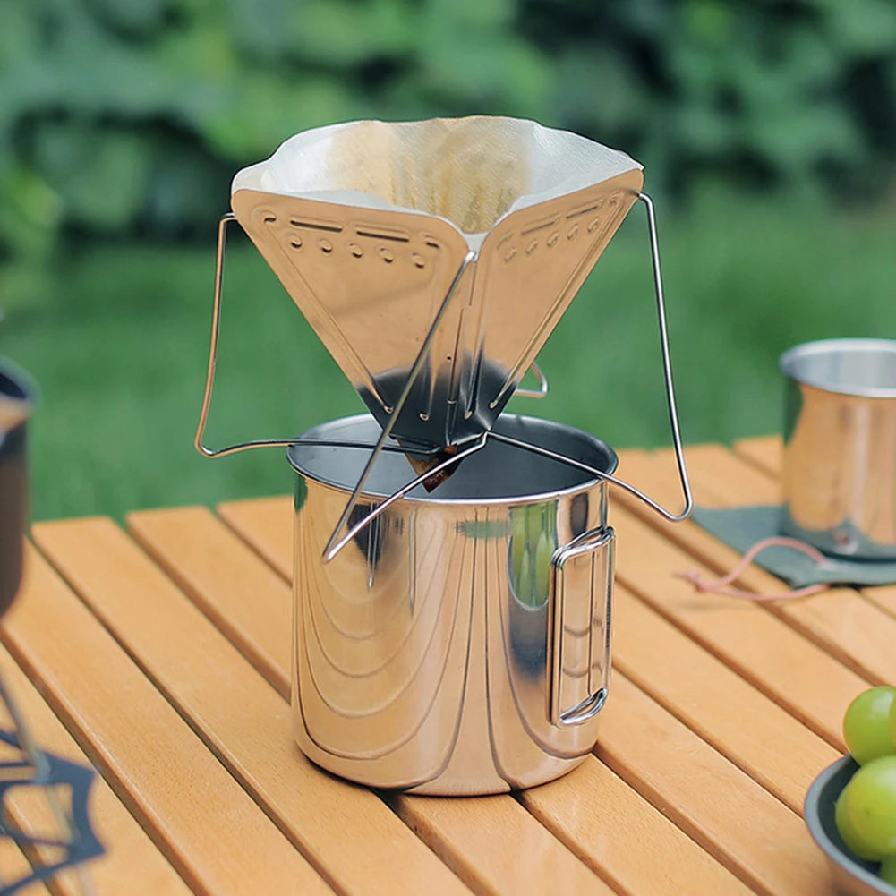 Taza de café con asa plegable, ligera, portátil, para acampar